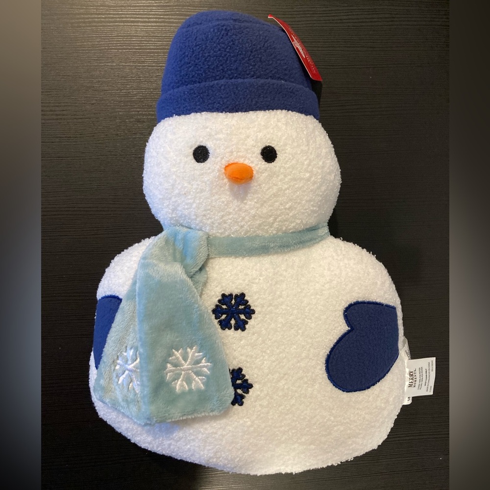 NWT Merry Moments 2025 Holiday Christmas Snowman Pillow Plush - 15 in